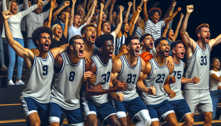 alt_text: Sabine Hoops team celebrates a big victory on a thrilling sports night.