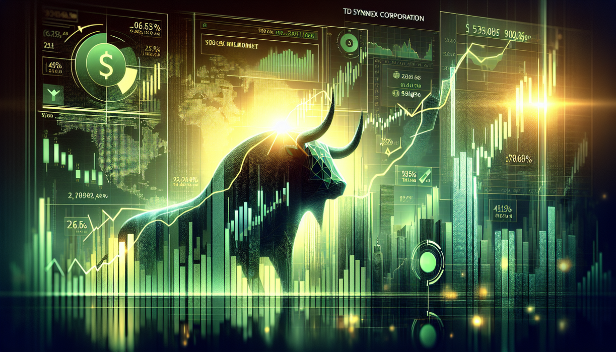 alt_text: Stock market charts display TD SYNNEX reaching a 52-week high, sparking investor interest.