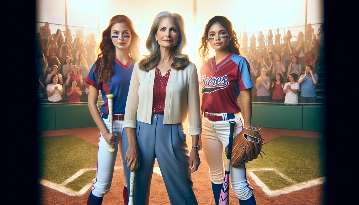 alt_text: A softball player swings a bat on a sunny field, focused and determined in her comeback game.